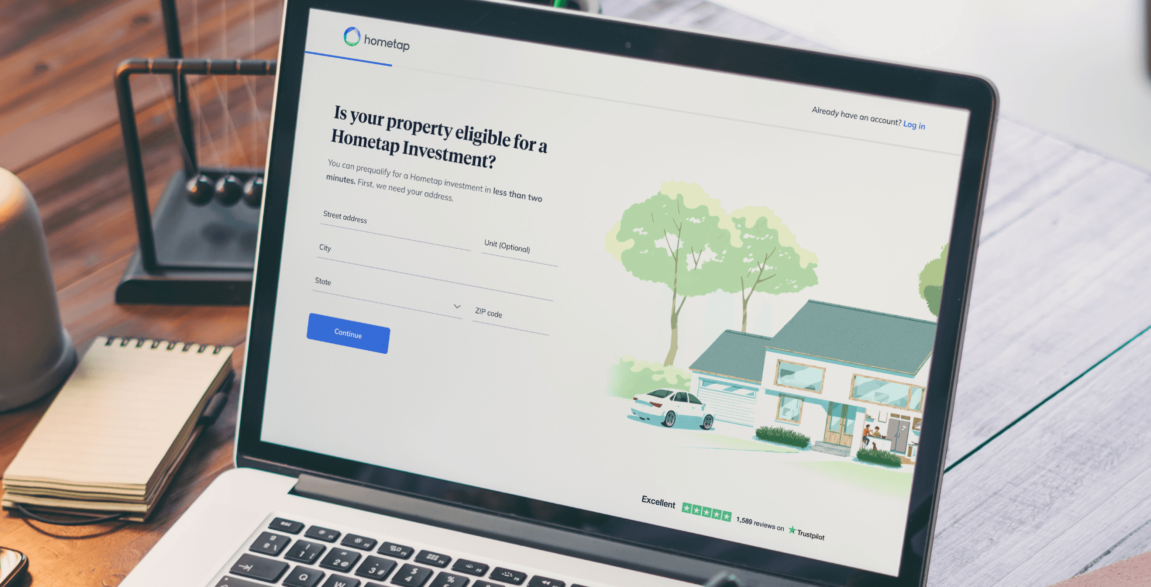 Laptop with home equity investment application on screen